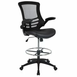 Brand new ???? Flash Furniture Mid Back Mesh Leather Drafting Chair In Black ⭐