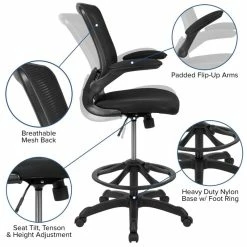 Hot Sale ???? Flash Furniture Mesh Drafting Stool In Black ???? 9 Hot Sale ???? Flash Furniture Mesh Drafting Stool In Black ???? -Flash Furniture Shop 1969659 4 L