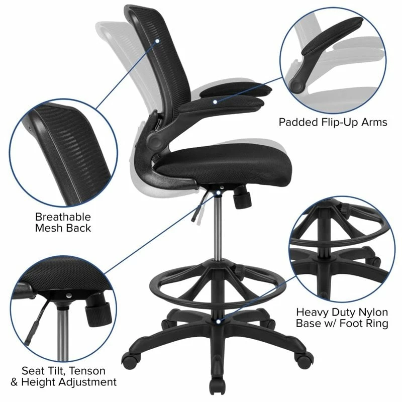 Hot Sale ???? Flash Furniture Mesh Drafting Stool In Black ???? 5 Hot Sale ???? Flash Furniture Mesh Drafting Stool In Black ???? - Image 5