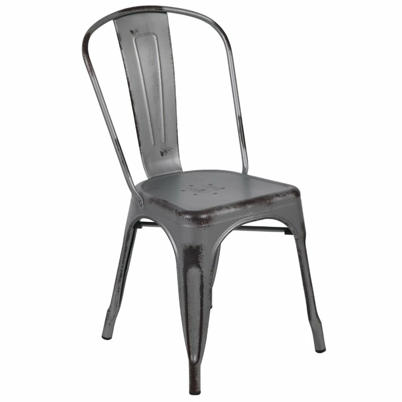 Buy ???? Flash Furniture Distressed Stackable Metal Dining Side Chair In Silver Gray ???? 1 Buy ???? Flash Furniture Distressed Stackable Metal Dining Side Chair In Silver Gray ????