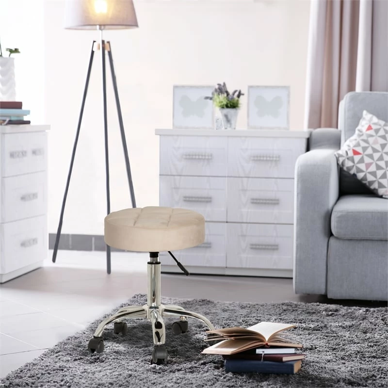 Best Pirce ❤️ Hillsdale Furniture Nora Tufted Adjustable Backless Metal Vanity Stool In Cream ???? 4 Best Pirce ❤️ Hillsdale Furniture Nora Tufted Adjustable Backless Metal Vanity Stool In Cream ???? - Image 4
