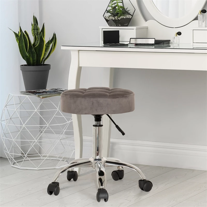 Buy ???? Hillsdale Furniture Nora Tufted Adjustable Backless Metal Vanity Stool In Gray ???? 3 Buy ???? Hillsdale Furniture Nora Tufted Adjustable Backless Metal Vanity Stool In Gray ???? - Image 3