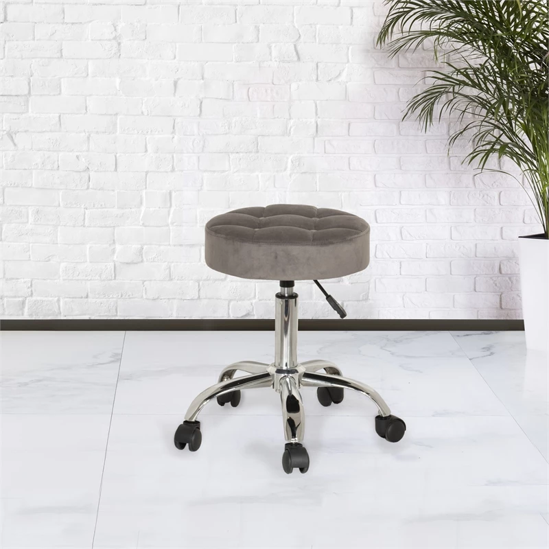 Buy ???? Hillsdale Furniture Nora Tufted Adjustable Backless Metal Vanity Stool In Gray ???? 5 Buy ???? Hillsdale Furniture Nora Tufted Adjustable Backless Metal Vanity Stool In Gray ???? - Image 5