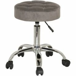 Buy ???? Hillsdale Furniture Nora Tufted Adjustable Backless Metal Vanity Stool In Gray ????