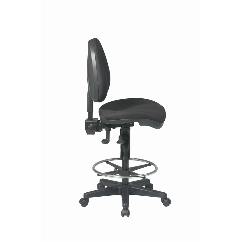 Wholesale ???? Office Star Deluxe Ergonomic Black Fabric Drafting Chair With Adjustable Footring ???? 2 Wholesale ???? Office Star Deluxe Ergonomic Black Fabric Drafting Chair With Adjustable Footring ???? - Image 2