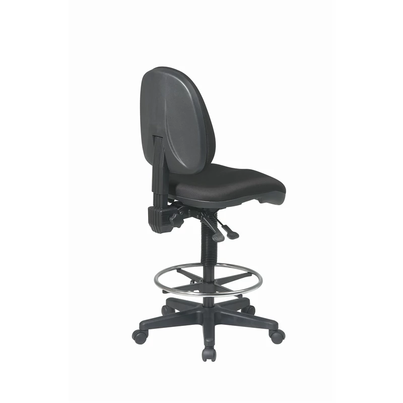 Wholesale ???? Office Star Deluxe Ergonomic Black Fabric Drafting Chair With Adjustable Footring ???? 3 Wholesale ???? Office Star Deluxe Ergonomic Black Fabric Drafting Chair With Adjustable Footring ???? - Image 3