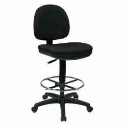 Budget ❤️ Office Star Economical Black Fabric Drafting Chair With Chrome Teardrop Footrest ????
