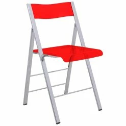 Coupon ???? LeisureMod Modern Menno Acrylic Chrome Dining Folding Chair In Red ????