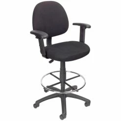 Outlet ???? Boss Office Products Boss Office Contoured Comfort Rolling Fabric Drafting Stool With Arms In Black ????