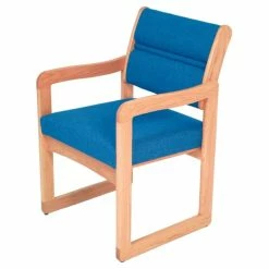 Best Sale ❤️ Wooden Mallet Valley Reception Sled Chair In Light Oak And Powder Blue ✔️