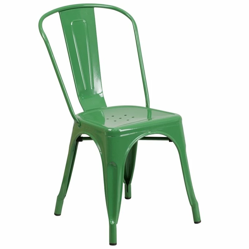 Wholesale ⭐ Bowery Hill Stackable Metal Dining Side Chair In Green ???? 1 Wholesale ⭐ Bowery Hill Stackable Metal Dining Side Chair In Green ????