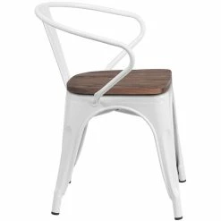 Flash Sale ???? Bowery Hill Metal Dining Arm Chair In White ✔️ -Flash Furniture Shop 2149437 2 L