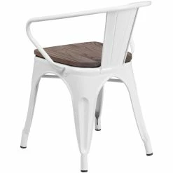 Flash Sale ???? Bowery Hill Metal Dining Arm Chair In White ✔️ -Flash Furniture Shop 2149437 3 L