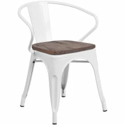 Flash Sale ???? Bowery Hill Metal Dining Arm Chair In White ✔️