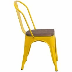 Best reviews of ???? Bowery Hill Metal Stackable Dining Side Chair In Yellow ⭐ -Flash Furniture Shop 2149442 2 L