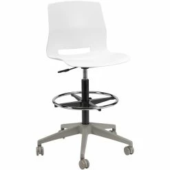 Best Pirce ???? KFI Furniture Olio Designs Lola Plastic Mobile Drafting Stool In White ❤️
