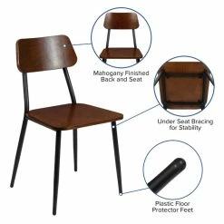 Top 10 ???? Flash Furniture Stackable Wooden Dining Side Chair In Mahogany (Set Of 2) ✔️ -Flash Furniture Shop 2183382 18 L