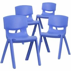 Coupon ???? Flash Furniture 13.25" Plastic Stackable School Chair In Blue (Set Of 4) ????