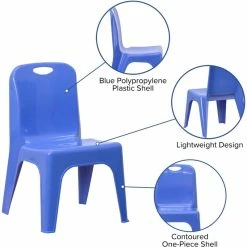 Brand new ???? Flash Furniture 11" Plastic Stackable Handle School Chair In Blue (Set Of 4) ✔️ -Flash Furniture Shop 2183468 16 L