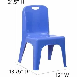 Brand new ???? Flash Furniture 11" Plastic Stackable Handle School Chair In Blue (Set Of 4) ✔️ -Flash Furniture Shop 2183468 17 L