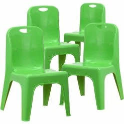 Best deal ???? Flash Furniture 11" Plastic Stackable Handle School Chair In Green (Set Of 4) ????