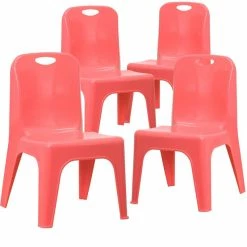Wholesale ???? Flash Furniture 11" Plastic Stackable Handle School Chair In Red (Set Of 4) ????