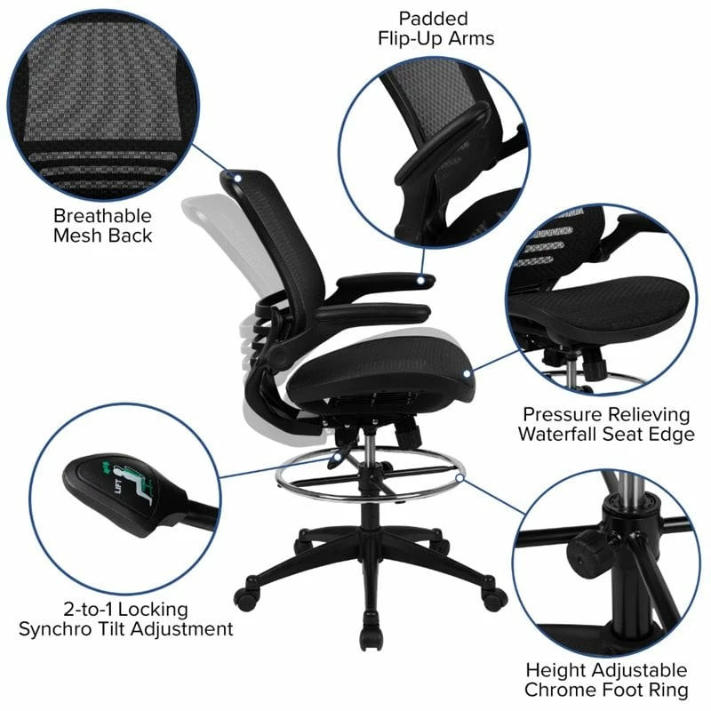 Discount ???? Flash Furniture Mid Back Transparent Mesh Drafting Stool And Flip Up Arms ✨ 10 Discount ???? Flash Furniture Mid Back Transparent Mesh Drafting Stool And Flip Up Arms ✨ - Image 10