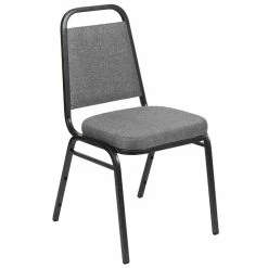 Budget ???? Flash Furniture Stackable Trapezoidal Back Banquet Chair In Gray And Silver ????