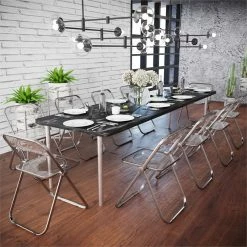 Alternative view of Best deal ???? LeisureMod Lawrence Acrylic Folding Chair With Metal Frame Set Of 2 In Tangerine ????
