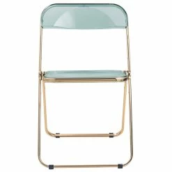 Best Pirce ???? LeisureMod Lawrence Acrylic Folding Chair Gold Metal Frame 2 Set In Jade Green ✨ -Flash Furniture Shop 2183874 2 L