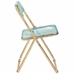 Best Pirce ???? LeisureMod Lawrence Acrylic Folding Chair Gold Metal Frame 2 Set In Jade Green ✨ -Flash Furniture Shop 2183874 4 L