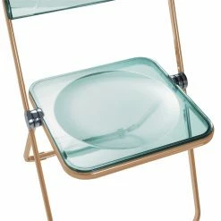 Best Pirce ???? LeisureMod Lawrence Acrylic Folding Chair Gold Metal Frame 2 Set In Jade Green ✨ -Flash Furniture Shop 2183874 6 L