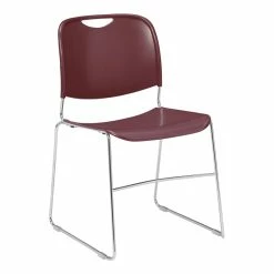 Budget ???? National Public Seating NPS 8500 Series 31" Modern Ultra-Compact Plastic Stack Chair In Wine Red ????