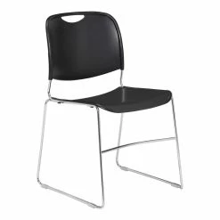 Promo ⌛ National Public Seating NPS 8500 Series 31" Modern Ultra-Compact Plastic Stack Chair In Black ????