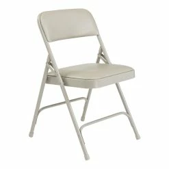 Brand new ???? National Public Seating NPS 1200 Series 29.5" Vinyl Upholstered Folding Chair In Warm Gray (Set Of 4) ????