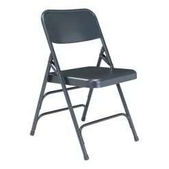 Outlet ❤️ National Public Seating NPS 300 Series 29.5" Modern Metal Double Hinge Folding Chair In Blue (Set Of 4) ⭐