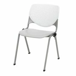 Promo ⌛ KFI Furniture KFI KOOL Stack Chair - White Back - Light Gray Seat ⭐