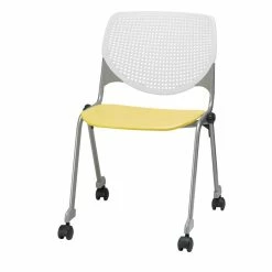 Outlet ???? KFI Furniture KFI KOOL Stack Chair - Casters - White Back - Yellow Seat ????