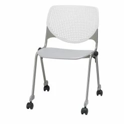 Top 10 ✔️ KFI Furniture KFI KOOL Stack Chair - Casters - White Back - Light Gray Seat ????