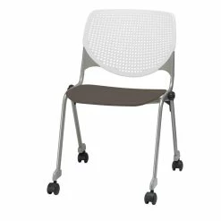 Promo ✨ KFI Furniture KFI KOOL Stack Chair - Casters - White Back - Brownstone Seat ⌛