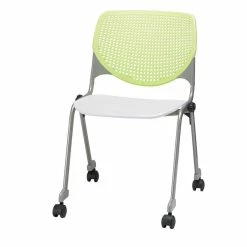 Budget ???? KFI Furniture KFI KOOL Stack Chair - Casters - Lime Green Back - White Seat ✨