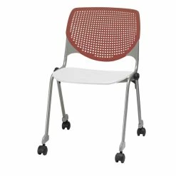 Best Pirce ???? KFI Furniture KFI KOOL Stack Chair - Casters - Coral Back - White Seat ✔️