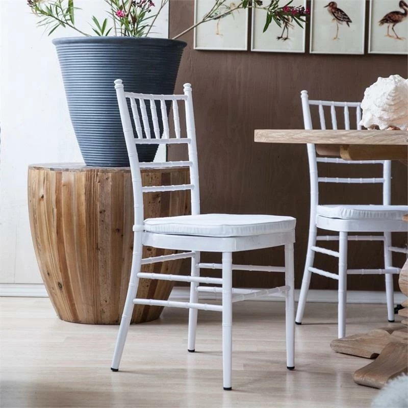 Buy ???? Benzara Aluminum Chair With Slatted Backrest & Tapered Legs In Glossy White ❤️ 2 Buy ???? Benzara Aluminum Chair With Slatted Backrest & Tapered Legs In Glossy White ❤️ - Image 2
