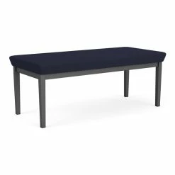 Outlet ⌛ Lesro Lenox Steel Fabric 2-Seat Bench In Charcoal/Open House Navy ????