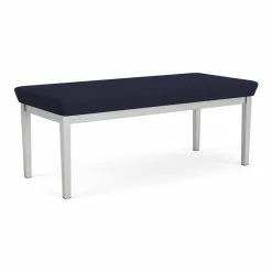 Hot Sale ⌛ Lesro Lenox Steel Fabric 2-Seat Bench In Silver/Open House Navy ????