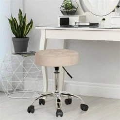 Top 10 ???? Bowery Hill Tufted Adjustable Backless Metal Vanity Stool In Cream ❤️ -Flash Furniture Shop 2474240 2 L