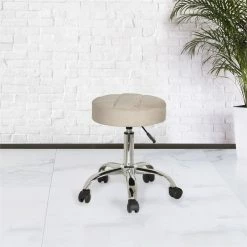 Top 10 ???? Bowery Hill Tufted Adjustable Backless Metal Vanity Stool In Cream ❤️ -Flash Furniture Shop 2474240 4 L