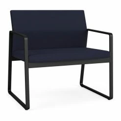 Outlet ???? Lesro Gansett Modern Fabric Bariatric Chair In Black/Open House Navy ????