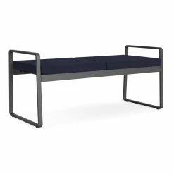 Best Sale ⌛ Lesro Gansett Modern Fabric 2-Seat Bench In Charcoal/Open House Navy ????