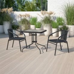 Alternative view of Top 10 ???? Afuera Living Stackable Rattan Curved Back Dining Chair In Black (Set Of 2) ⌛